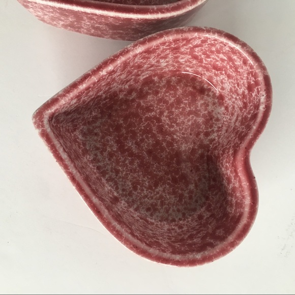 Coche Stoneware Heart Ramekins Pink White Spatter Portugal 2 Ceramic bakeware - Picture 12 of 15